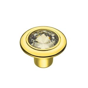 Изображение: Мебельная ручка кнопка с кристаллами золото CRL35 OT.