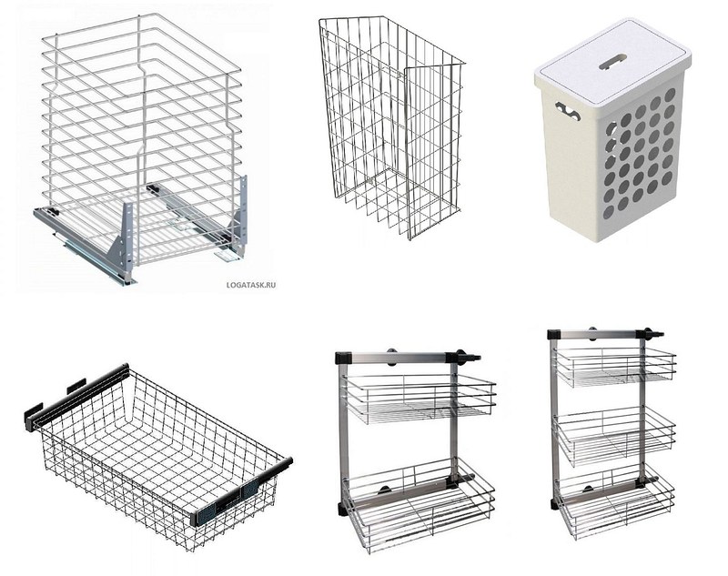 Варианты корзин для белья и одежды. 