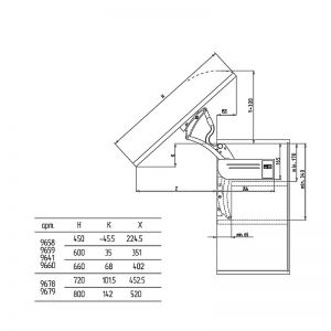 Чертёж: Откидной подъемник фасадов 6,3-9,2 кг, Н450-660.