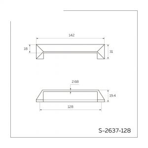 Схема: Мебельная ручка-скоба 160 мм графит S-2637-160 GF.