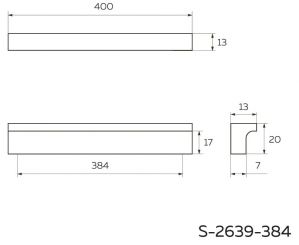 Чертёж: Ручка мебельная Г-образная 384, матовый хром S-2639-384 SC.