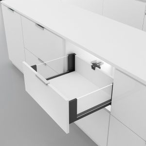 Выдвижной ящик: боковины стекло и LED-подсветка 500х84, серый LBGW84-500GR. Изображение.