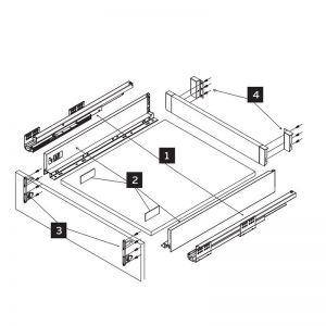 Схема сборки - Выдвижной ящик 450х167, графит Lembox-167-450-GR-S.