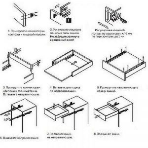 Схема сборки. Выдвижной ящик 500х167, графит Lembox-167-500-GR-S.