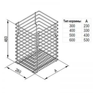 Корзина для белья 300, белая WE29.0147WT. Чертеж.