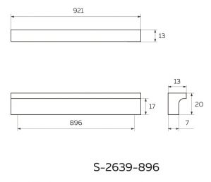 Ручка мебельная Г-образная 896, матовый хром S-2639-896 SC. Чертёж.