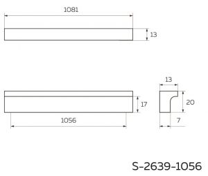 Чертёж. Ручка мебельная Г-образная 1056, матовый хром S-2639-1056 SC.