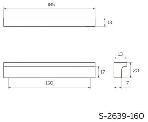 Ручка мебельная Г-образная 160, хром глянец S-2639-160. Чертёж.