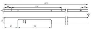 Ручка LINO 1200 мм, черная TI22.0053BL: Чертёж.