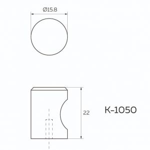 Чертеж: Ручка кнопка, матовое золото K-1050 BSG.