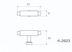 Мебельная Ручка-кнопка, графит K-2623 GF - Чертеж.