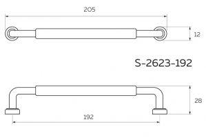 Ручка скоба 192 мм, графит S-2623-192 GF. Чертёж.
