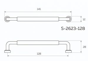 Чертёж. Ручка скоба 128 мм, графит S-2623-128 GF.