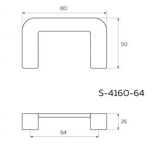 Мебельная ручка-скоба 64 мм, графит S-4140-64 GF. Чертёж.