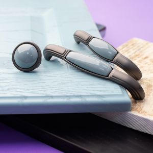 Ручка скоба 128 графит - фарфор SF14-12-128 GF. Картинка.