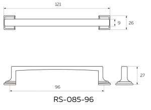 Чертёж - Мебельная ручка-скоба 96 матовое золото RS-085-96 BSG.