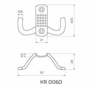 Картинка: Крючок мебельный античная бронза KR 0060 AB. Чертёж.