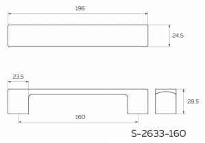 Ручка скоба для мебели 160 мм матовый никель S-2633-160 SN - Чертёж.