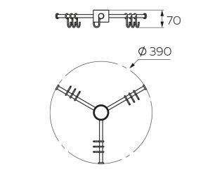 Чертёж: Вешалка с крючками D=360 на барную стойку, античная бронза STV360 AB.