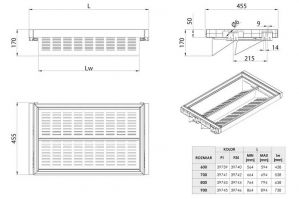 Выдвижная полка для обуви 664-694х455х170 - Чертёж.