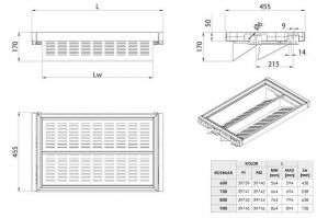 Чертёж: Выдвижная полка для обуви 900, антрацит WB-672-900.