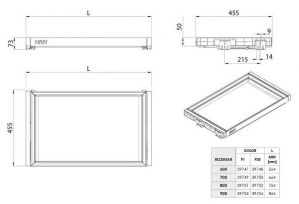 Чертёж: Полка выдвижная 600 мм антрацит R39748.