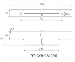 Чертёж. Мебельная Ручка торцевая 296 хром глянец RT-001-16-296.