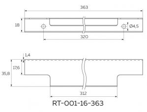 Чертёж: Мебельная Ручка торцевая 396 хром глянец RT-001-16-396.