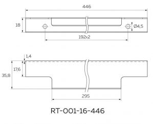 Чертёж: Мебельная Ручка торцевая 446 хром глянец RT-001-16-446.