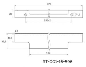 Мебельная Ручка торцевая 596 хром глянец RT-001-16-596. Чертёж.