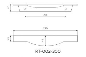 Ручка для мебели торцевая 300, матовый черный RT-002-300 BL. Чертёж.