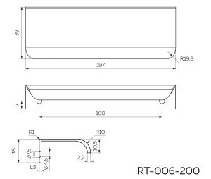 Ручка торцевая 400 мм, графит RT-006-400 GF - Чертёж.