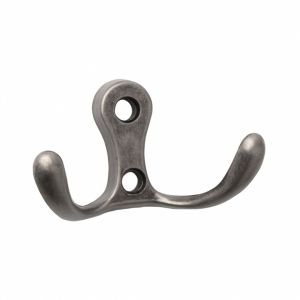 Картинка - Крючок мебельный двухрожковый черненый старинный цинк KR-0010- AB.