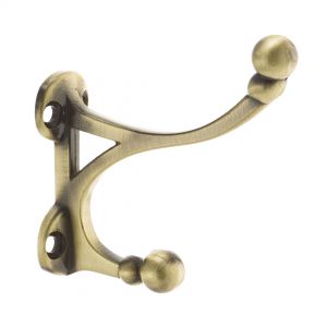 Крючок мебельный 2х-рожковый, античная бронза KR 0101 AB - изображение.