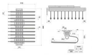 Чертёж - Вешалка для брюк верхнего крепления 336х355х160, антрацит WB-670B.