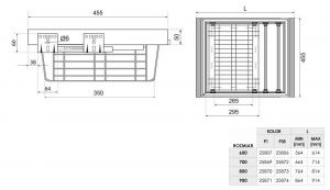 Чертёж - Вешалка для брюк с корзиной 900-950, антрацит WB-663-900.