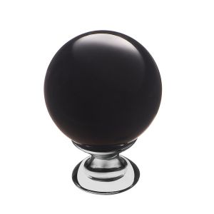 Ручка-кнопка, черное стекло, хром KF10-12 . Изображение.