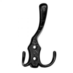 Фото. Крючок мебельный 2х-рожковыйй матовый черный KR-0050-BL.