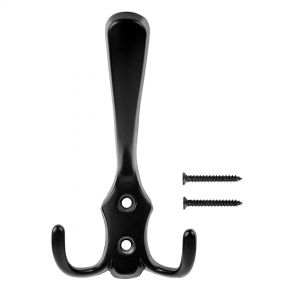 Изображение. Крючок мебельный 2х-рожковыйй матовый черный KR-0050-BL.