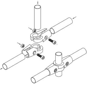 Крепёж угловой регулируемый R-43 для труб d=25 мм. Схема.