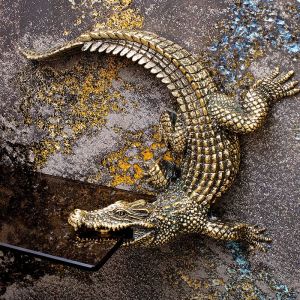 Изображение - Полка из стекла Крокодил 900х120х100, античная бронза.