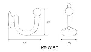 Чертёж - Крючок мебельный хром KR-015.