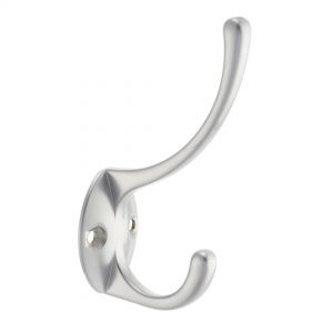 Фото - Крючок мебельный двухрожковый матовый хром KR-0030-SC.