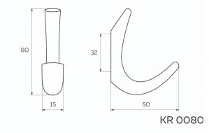 Мебельный крючок античная медь KR-0080-AC. Чертёж.