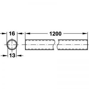 Рейлинг 1200, 2 заглушки, 2 держателя, 5 крючков. Комплект хром глянец, Германия - чертеж.