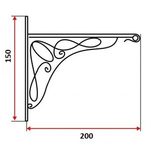 Схема - Кронштейн полки 150x200, белый патина MF-120 WT.GP.