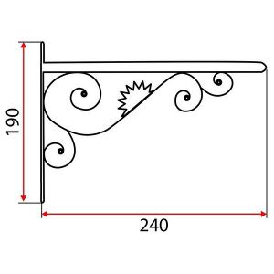 Кронштейн полки 190x240 белый патина MF-170 WT.GP - чертеж.