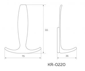 Крючок мебельный 3х-рожковый, хром KR-0220. Чертёж.