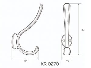 Крючок мебельный 2х-рожковый оксидированная бронза KR-0270-OAB - Чертёж.