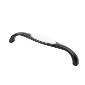 Изображение: Сочетание мебельной ручки SF12-11-128 BL: металл матовый черный - фарфор белый цвет.